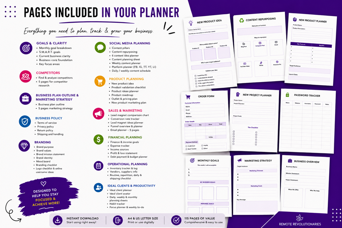 The Ultimate Small Business Planner | 115-Page Digital Business Planner