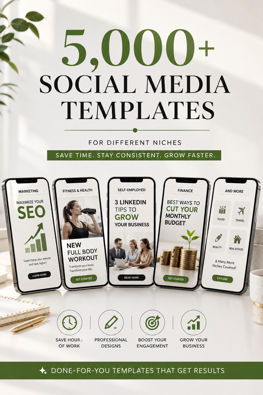 5,000+ Social Media Templates for Canva - Marketing, Fitness, Finance & Business Content Bundle