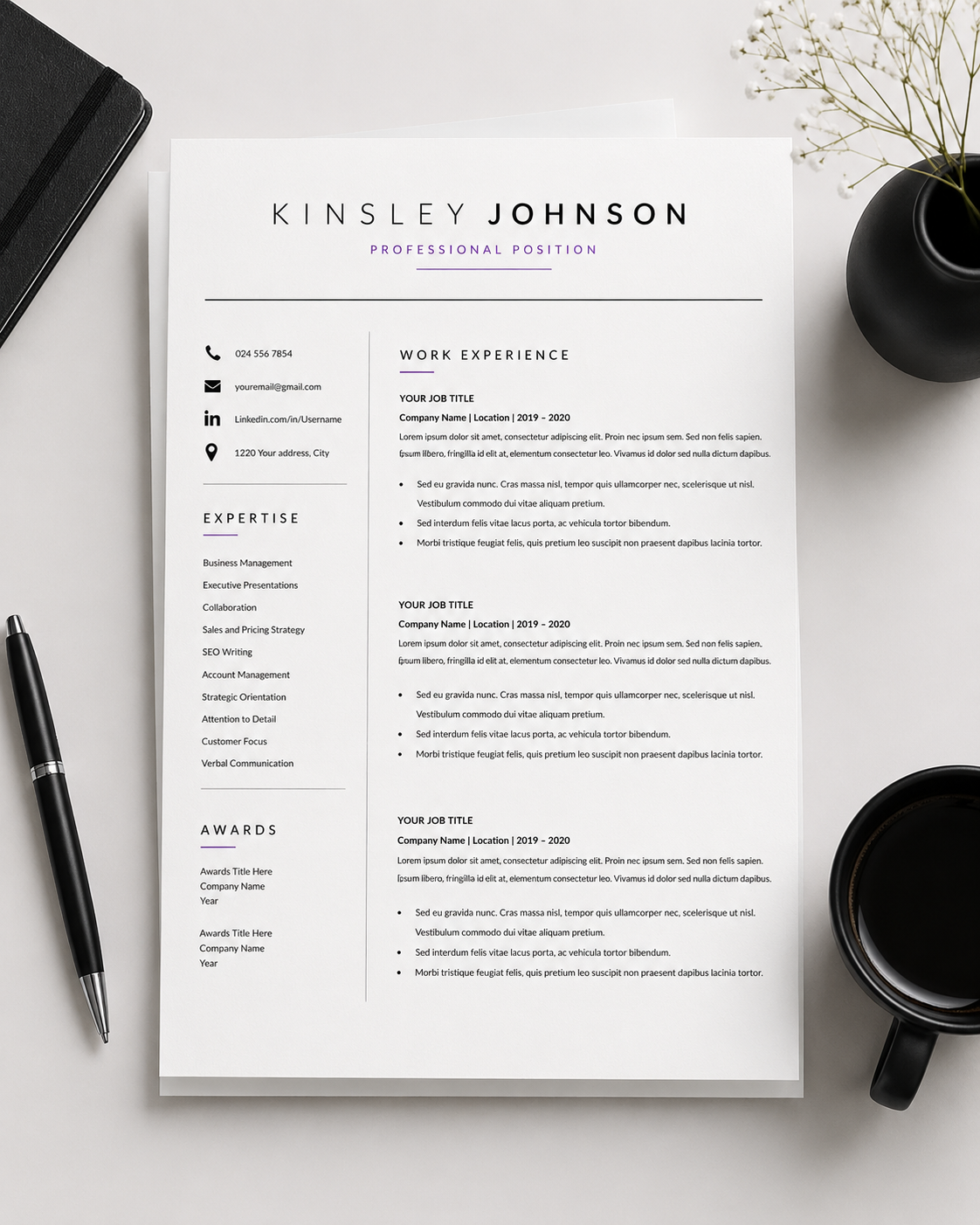 Modern ATS Resume Template Bundle | Resume, Cover Letter & References | Word & Google Docs