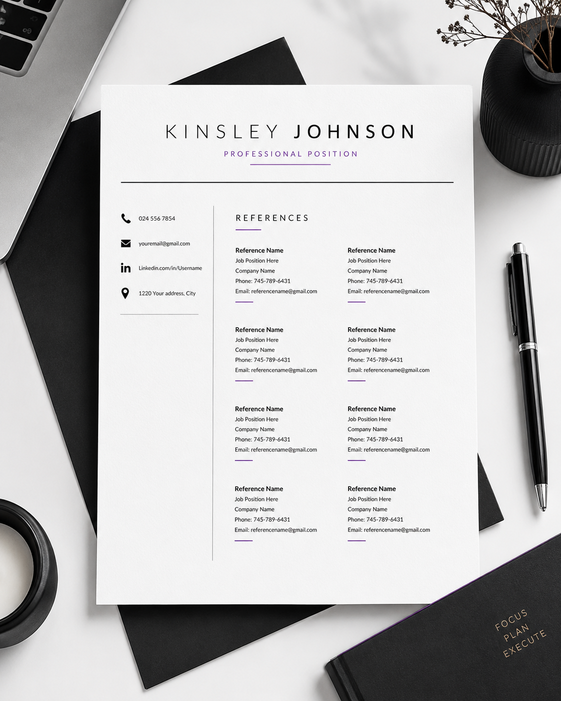 Modern ATS Resume Template Bundle | Resume, Cover Letter & References | Word & Google Docs